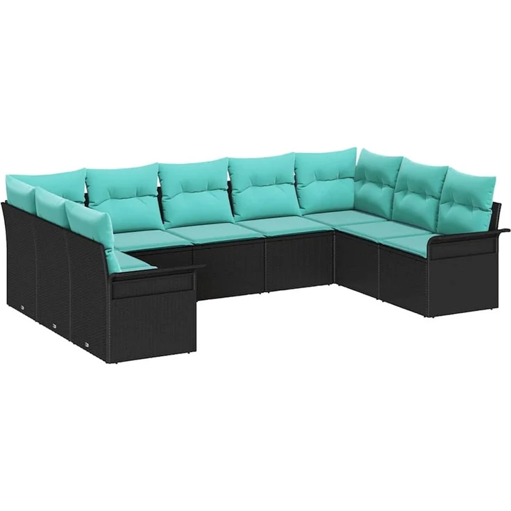 vidaXL Gartensofa-set mit Speicher 9 pcs Schwarz Poly-Rattan 3354195 – Bild 2