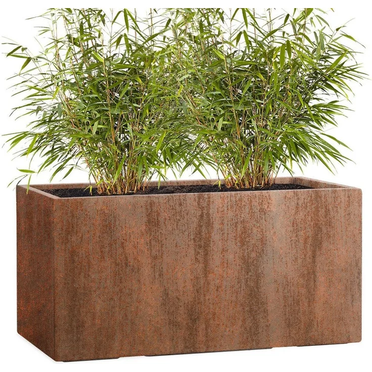 Pflanzwerk® Pflanzkübel Pflanzkübel TUB - (Rost) - 30cm x 60cm x 30cm, Fiberglas - Handgefertigt - Rechteckig - Frostbeständig – Bild 1