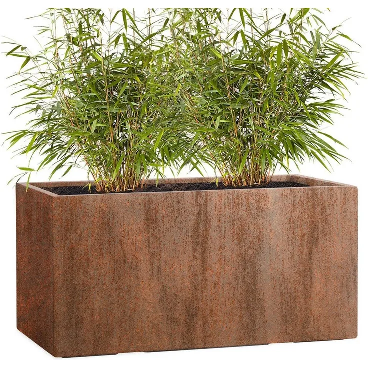 Pflanzwerk® Pflanzkübel Pflanzkübel TUB - (Rost) - 30cm x 60cm x 30cm, Fiberglas - Handgefertigt - Rechteckig - Frostbeständig