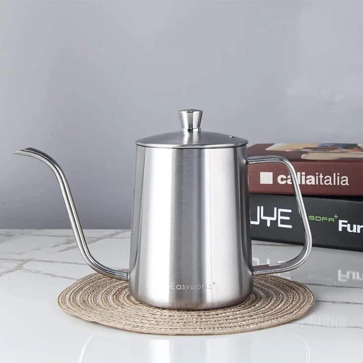 Gooseneck Pour Over Kaffeekessel mit Thermometer Edelstahl 304 600ml – Bild 4
