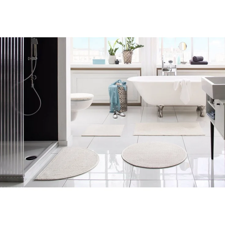 OTTO home Badematte Dalia, Badvorleger, Badezimmer Teppich, Höhe 4 mm, fußbodenheizungsgeeignet, strapazierfähig, Baumwolle, 2-tlg. Stand-WC Set, Baumwolle, Badteppich, Badematten auch als 2-teiliges Set erhältlich – Bild 3