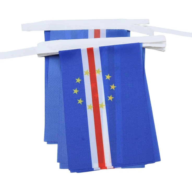 AZ FLAG - Fahnenkette Kap Verde 6 Meter Mit 20 Flaggen - 21x14 cm - Republik Cabo Verde Girlande Flaggenkette 14x21 cm