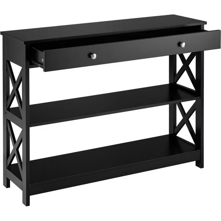COSTWAY Konsolentisch, 3 Ebenen mit Schublade, Holz, 100 x 30 x 80 cm – Bild 3
