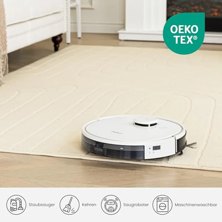 Sonive Linie Teppich Wasserabweisend rutschfest 160×230 cm Beige | Weiche Fußmatte Außen Innen für Wohnzimmer, Schlafzimmer, Kinderzimmer Waschbarer Küchenteppich – Bild 6