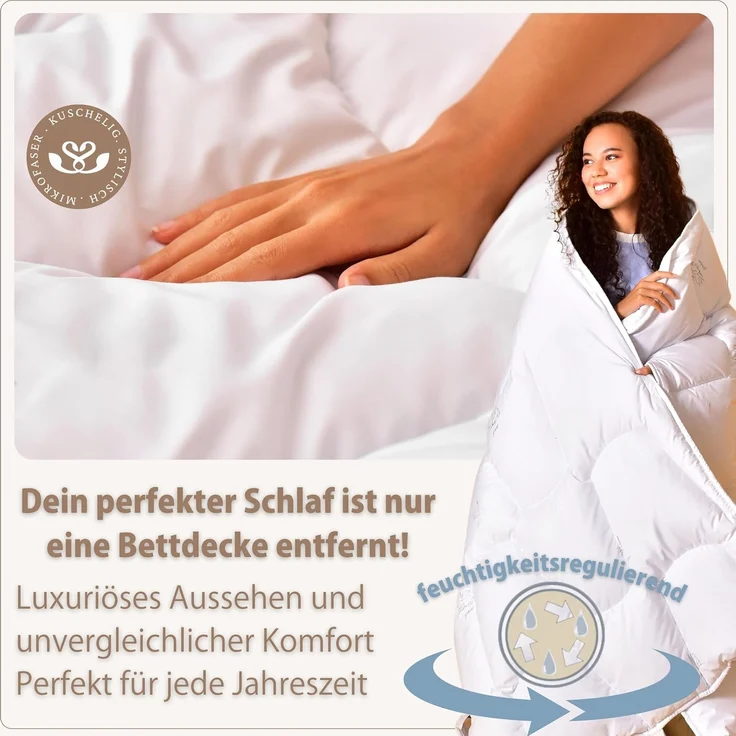SEI Design Microfaserbettdecke SWAN De Luxe Winter 155x220 cm, Füllung: 100% Polyester Mikrofaser, Bezug: 100% Baumwolle, Vegane Alternative zu Daunen – Bild 2