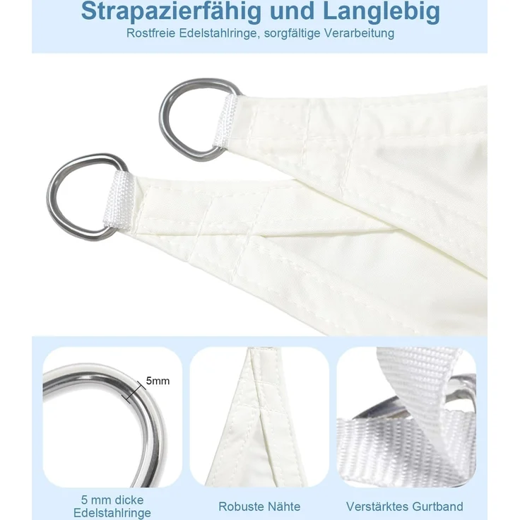 LOVE STORY Sonnensegel Wasserdicht 2. 5x5 m Rechteckig PES Polyester Sonnenschutz Windschutz Balkon Terrasse 95% UV-Schut,für Balkon Garten,Cremeweiß – Bild 5