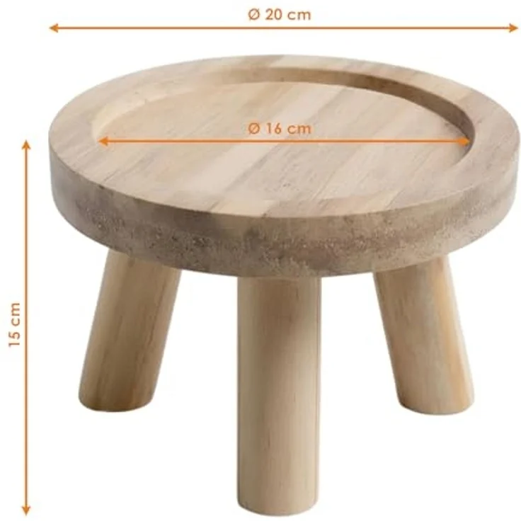 Spetebo Blumenhocker rund natur mit 3 Beinen - Ø 20 cm (Anzahl, 1 St, Stück), Stabiler Stand auf 3 Beinen – Bild 2