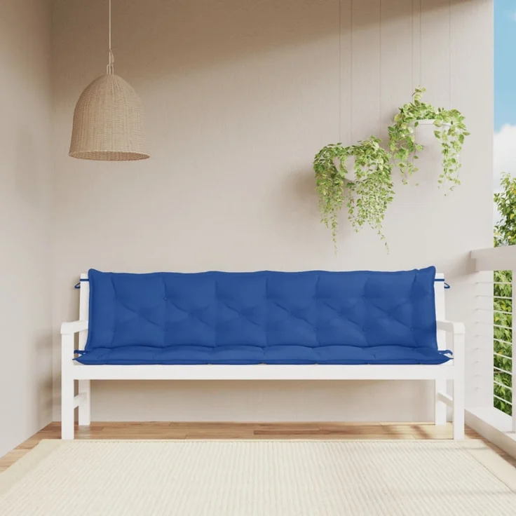 vidaXL Gartenbank-Auflagen 2 Stk. Blau 200x50x7 cm Oxford-Gewebe 361745 – Bild 1