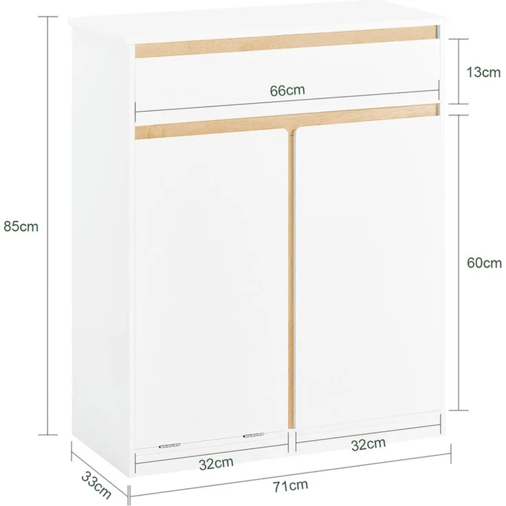 SoBuy BZR79-W Wäscheschrank, MDF, Lackiert, Weiß, 71 x 85 x 33 cm – Bild 3