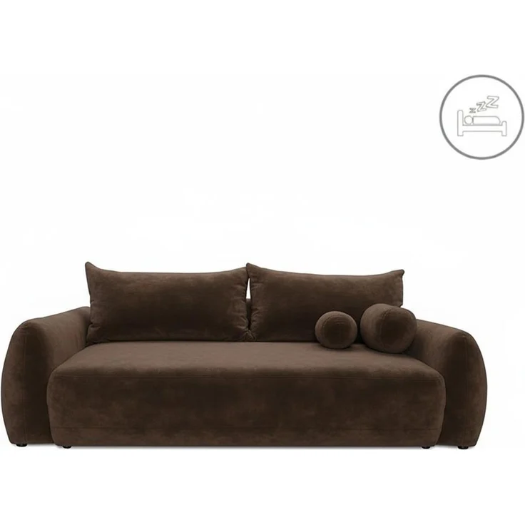 Wohnero24 - Höchste Qualität- Schlafsofa FIRELLO - 250x112 cm – Liegefläche 196x155 - Premium Velours - Schlaffunktion 196x155 cm – Braun – Bild 4