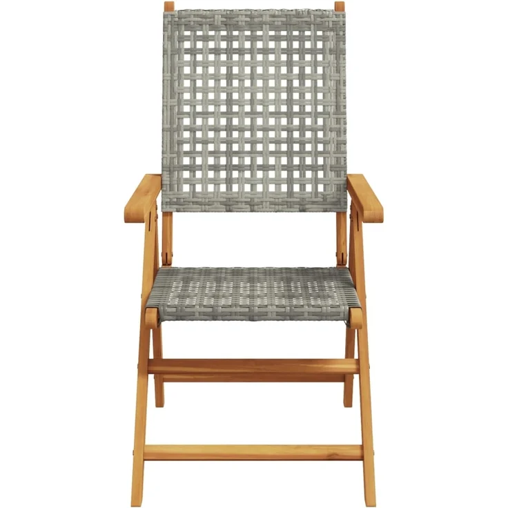 vidaXL Gartenstuhl Verstellbar 6 Stk. Grau Poly Rattan Massivholz 3214524 – Bild 3