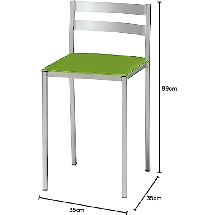 ASTIMESA 2 Küchenhocker mit niedriger Rückenlehne, horizontalen Streifen und gepolstertem Sitz, Aluminiumgestell, Sitz aus grünem Kunstleder – Bild 4