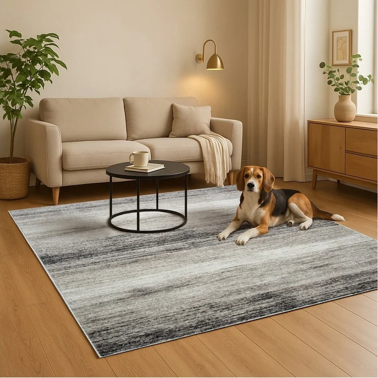 oKu-Tex Teppich Phoenix Wohnzimmerteppich, Kurzflor Beige meliert, Teppich, Höhe: 8,5 mm, besonders weicher Kurzflor, pflegeleicht – Bild 1