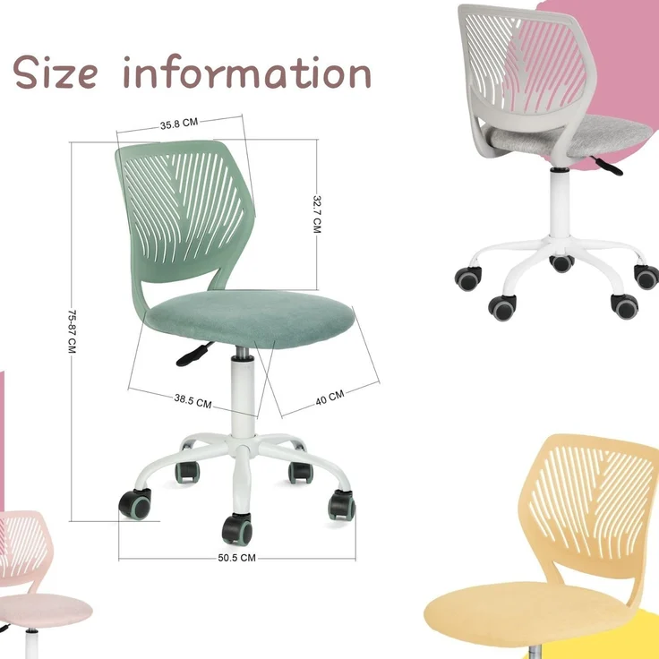 FurnitureR Schreibtischstuhl, ergonomischer Drehstuhl ohne Armlehnen, höhenverstellbarer Bürostuhl mit Rollen, komfortabler Arbeitsstuhl für Home Office, Schlafzimmer und Arbeitszimmer – Bild 3