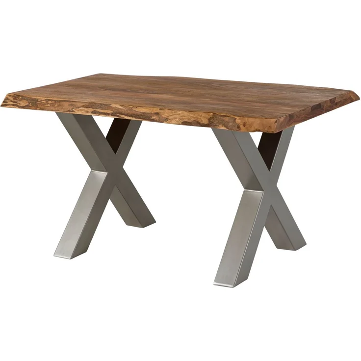 Baumtisch Sheesham 160x90x77 natur gebeizt / X-Beine silber matt FREEFORM 5 – Bild 10