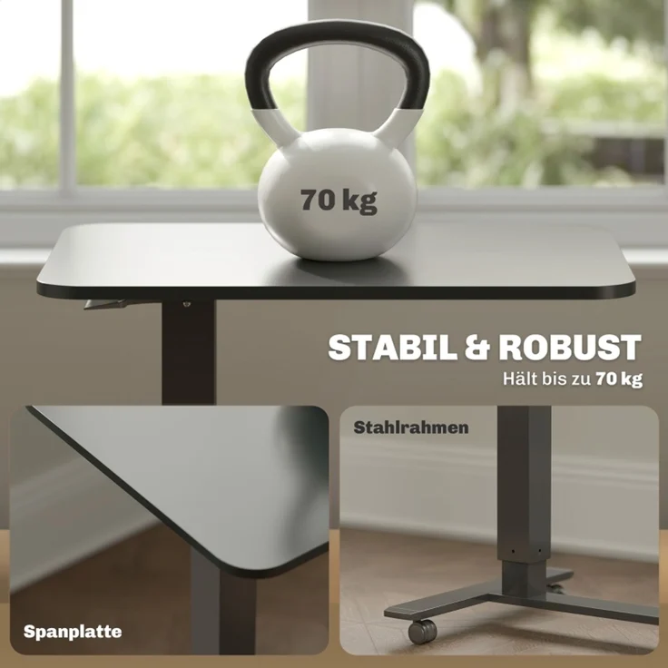 EINHOM Stehpult Höhenverstellbar inkl. 4 Rollen C-Form 65 x 48 x 70 cm-110 cm Schwarz – Bild 5