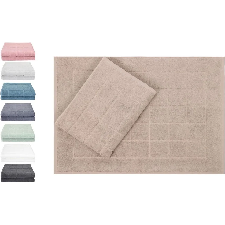 Betz Badematte 2 Stück Badvorleger Berlin Größe 50x70 cm, 100% Baumwolle, beidseitig nutzbar, Baumwolle, Badematte Badteppich Duschvorlage – Bild 1