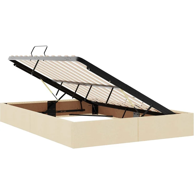 vidaXL LED-Speicherbett mit Matratze Creme 160 x 200 cm Stoff 3459013 – Bild 6