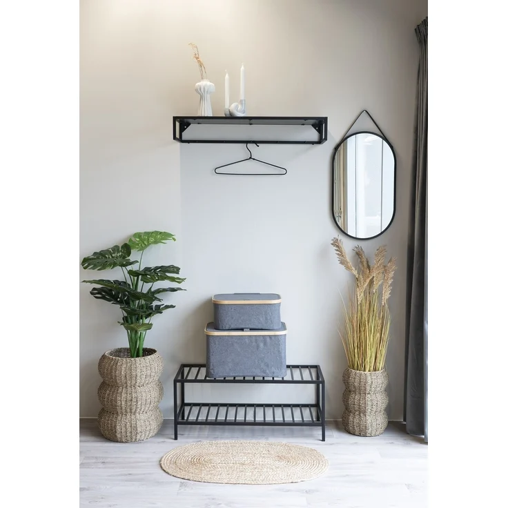 Allzweckkorb >Noto< in Dunkelgrau, Bambus, Polyester - 26x16x38cm (BxHxT) – Bild 2