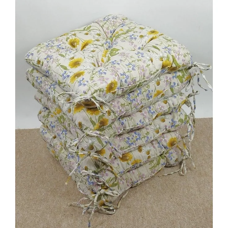 Rattani Sitzkissen 6 x Stuhlkissen Sitzkissen Klara 42 x 42 cm Blumenwiese