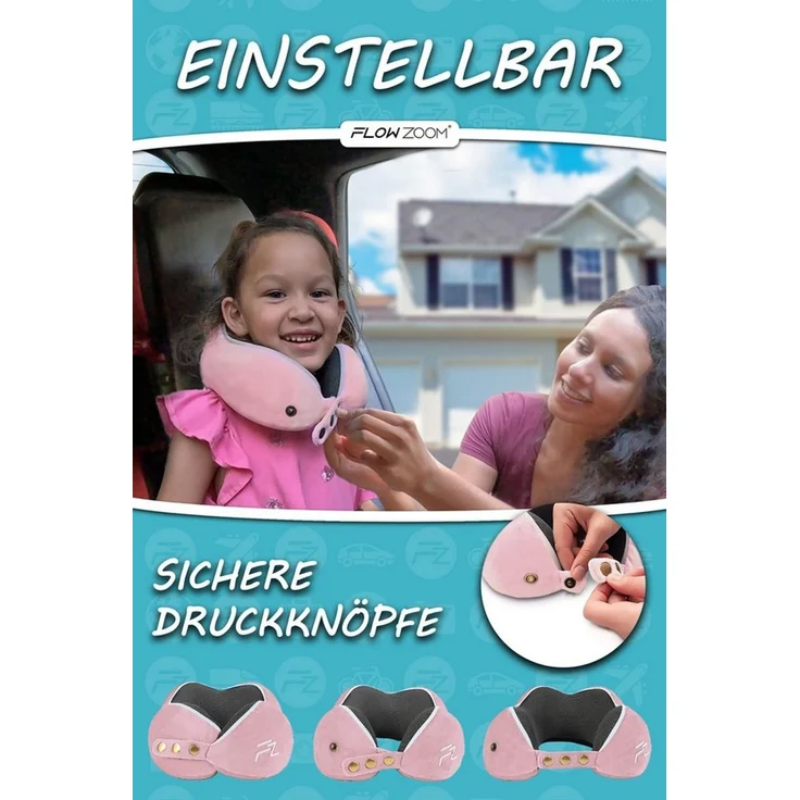 FLOWZOOM Nackenhörnchen COMFY KIDS Nackenkissen Kinder – Reisekissen Memory-Schaum, Kinder-Reisekissen Memory-Foam - Nackenhörnchen Kinder – Bild 3