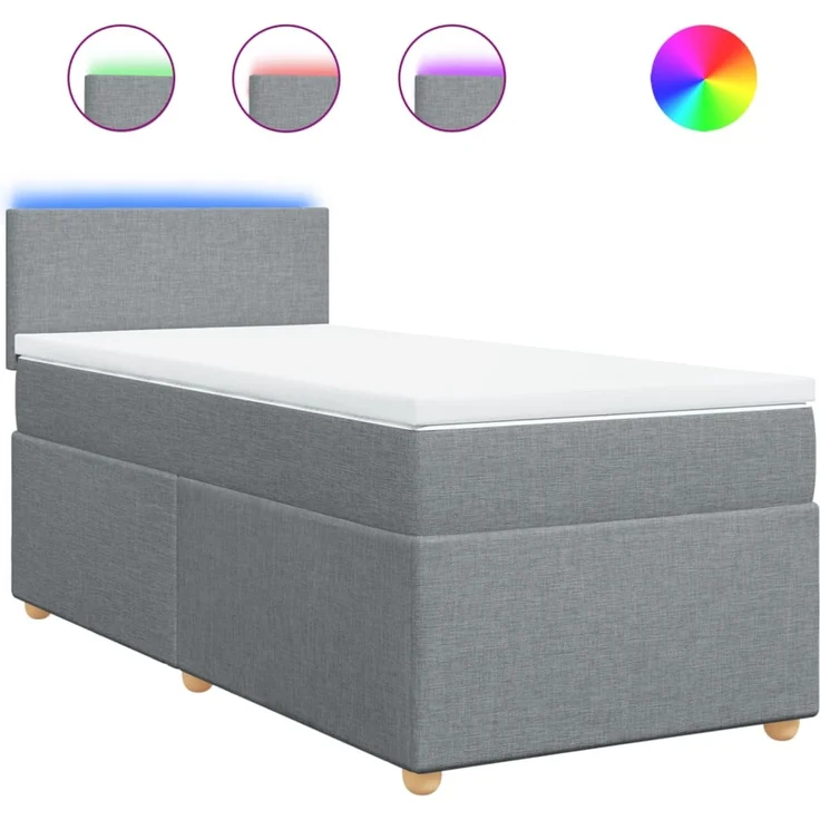 vidaXL Boxspringbett mit Matratze Hellgrau 80x200 cm Stoff 3288800 – Bild 2