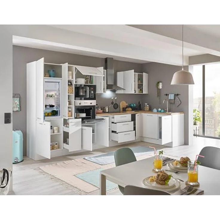 Turin LBM Eckküche 370 x 211 x 60 cm, weiß - Ohne Küchengeräte - Moderne, geräumige Küche in Artisan-Eiche Optik mit viel Stauraum – Bild 6