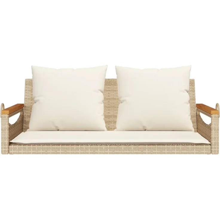 vidaXL Hängebank mit Kissen Beige 109x62x40 cm Poly Rattan 368148 – Bild 4