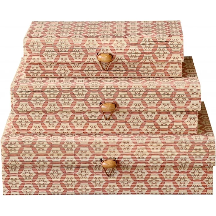 Chic Antique - 3er Schachtel Set Box Kiste mit Deckel Bambus Muster 15030707