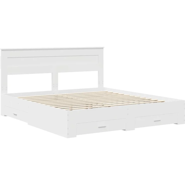 vidaXL Bettrahmen mit Kopfteil Weiß 200 x 200 cm Holzwerkstoff 3409953 – Bild 3