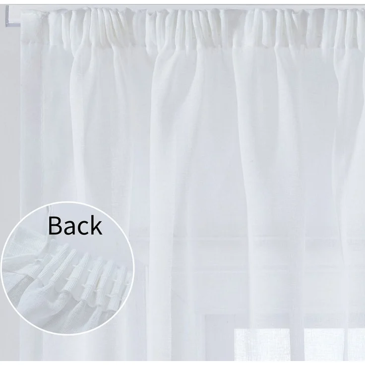 Deconovo Vorhang Gardinen Kräuselband Wohnzimmer Transparent Vorhänge für 2er Set, Store – Bild 3