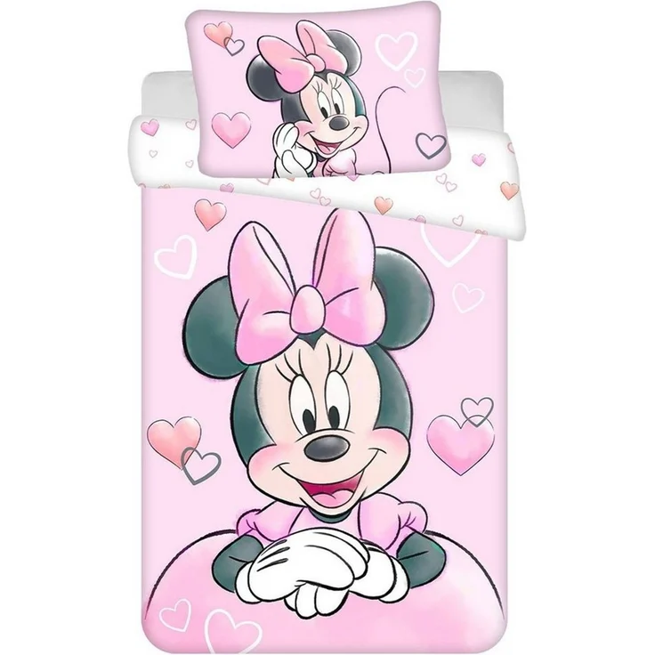 Disney Kinderbettwäsche Disney Minnie Maus Kinderbettwäsche 100x135 cm + Spannbettlaken, Renforcé, 2 teilig – Bild 1