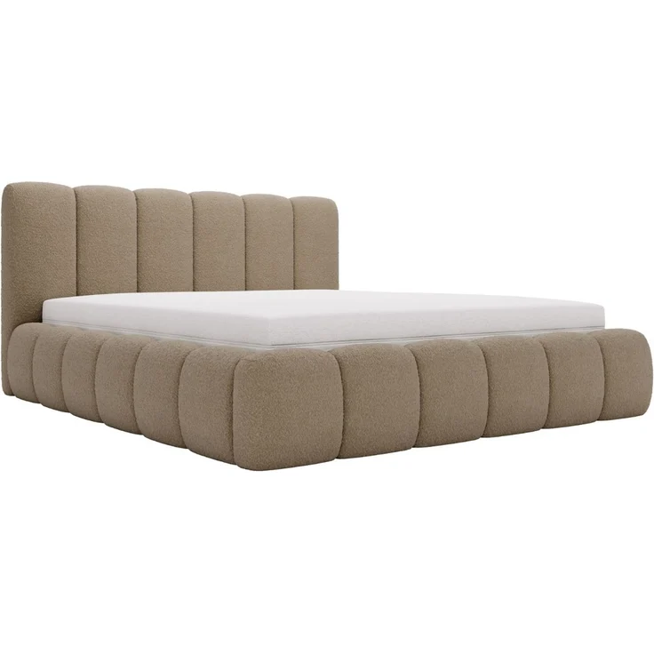 GRAINGOLD Cloud Bett 160x200, Polsterbett mit Bettkasten, Bouclé-Stoff, mit Kopfteil, Braun – Bild 2