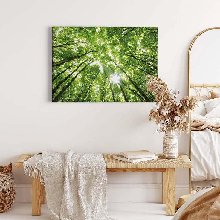 Leinwandbild Wald Grün 70x50 DD123013 Keilrahmenbild Wandbild Leinwand Natur – Bild 2