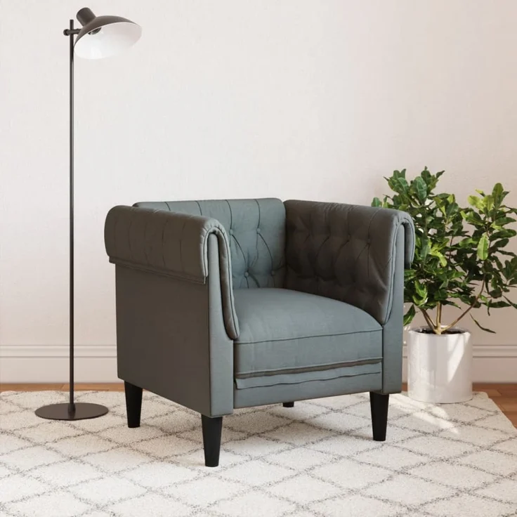 vidaXL Chesterfield-Sessel Dunkelgrau Stoff 372539 – Bild 3