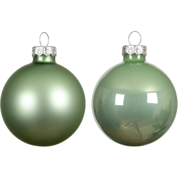 Kaemingk Weihnachtsbaumkugel, Weihnachtskugeln Glas 8cm 6 Stück - Matchagrün