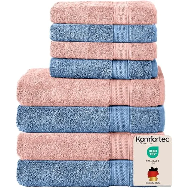 Komfortec Handtuch Set 100% Baumwolle, 4 Badetücher 70x140 und 4 Handtücher 50x100 cm, Frottee (Packung, 8-St), Badehandtuch & XXL Saunatuch, Weich, Towel, Groß – Bild 2