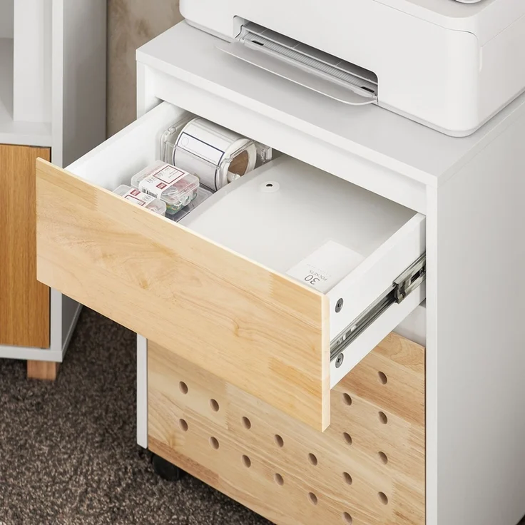 SoBuy ASK06-WN Schubladenschrank Büro, MDF, Lackiert, Weiß, 45 x 59 x 45 cm – Bild 4