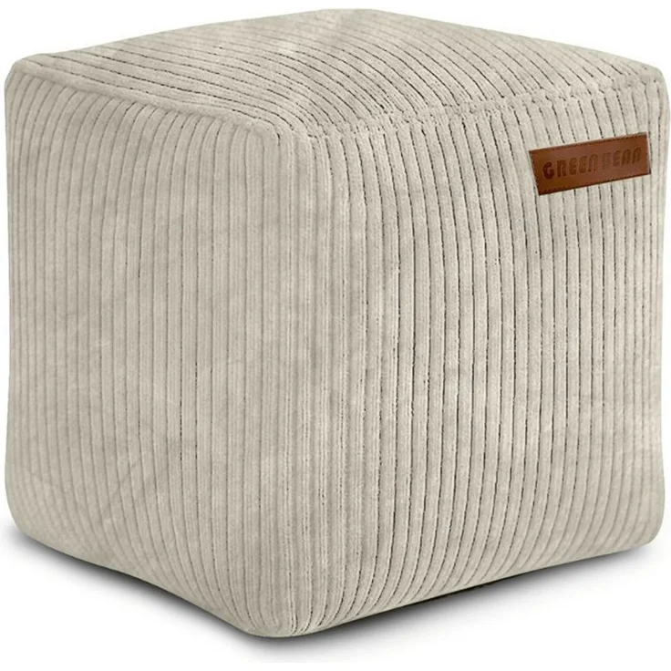 Green Bean Indoor Cord Sitzhocker Pouf Cube 40x40x40cm mit EPS-Perlen Füllung - kuschelig weich waschbar - die ideale Ergänzung zum Sitzsack für Kinder & Erwachsene - Beige – Bild 1