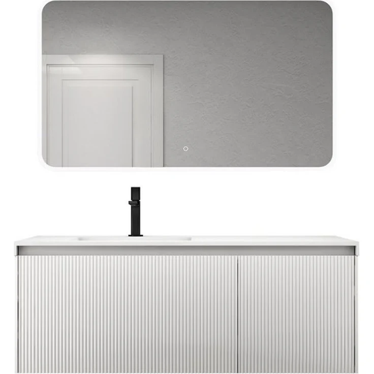 doporro Badmöbel-Set Mineraguss Waschbeckenunterschrank Badezimmermöbel Soft-Close Santa – Bild 4