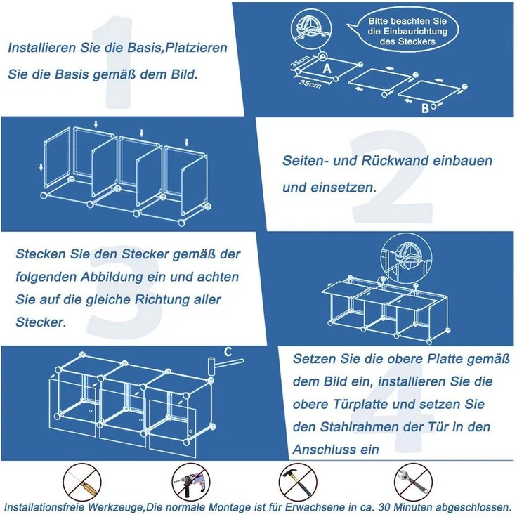 FIVMEN Kleiderschrank DIY Regalsystem Platzsparendes Steckregalsystem – Bild 2