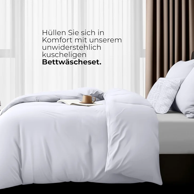 Utopia Bedding Bettwäsche 135x200 4teilig - Mikrofaser 2 Bettbezug 135x200 cm + 2 Kissenbezüge 80x80 cm - Weiß – Bild 3