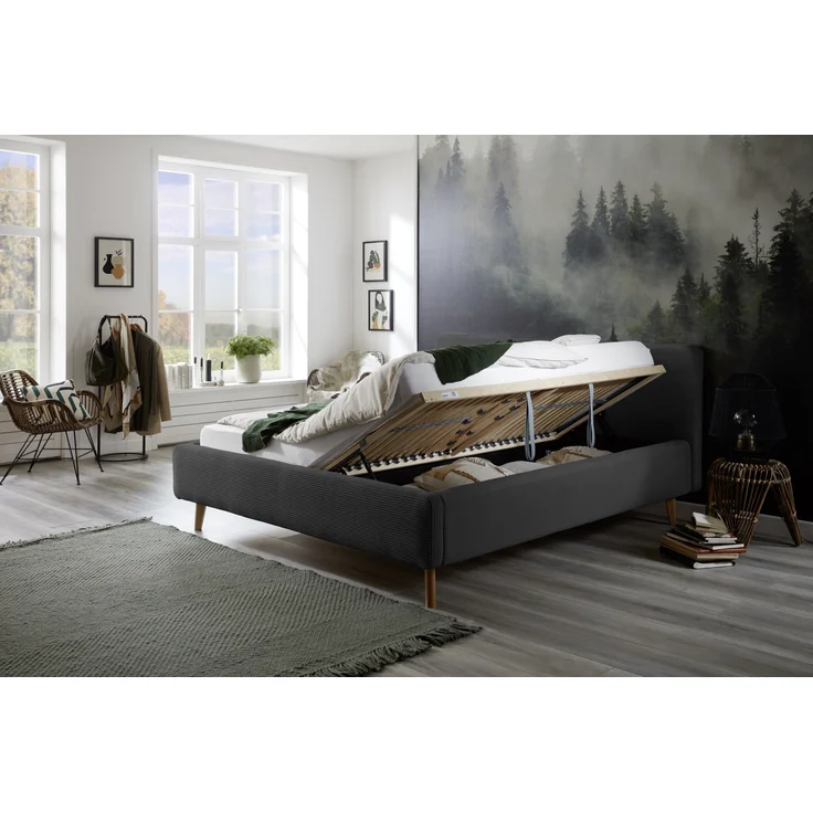 Polsterbett >Mattis mit BK< Liegefläche 180x200 cm, Anthrazit, Stellmaß: 201x105x218cm (BxHxT) – Bild 2
