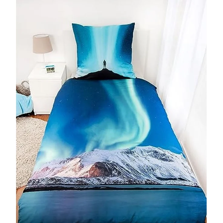 Herding Kinderbettwäsche Polarlichter Bettwäsche Set 2tlg. 135x200 cm 100% Microfaser – Bild 2