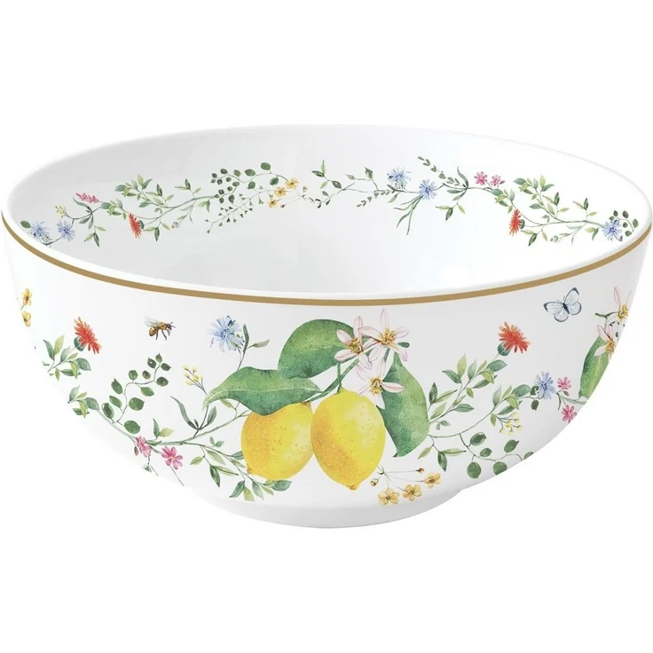 EasyLife Müslischale Fleurs et Citrons, Porzellan, Spülmaschinengeeignet, Mehrfarbig, Motiv: Zitronen – Bild 5