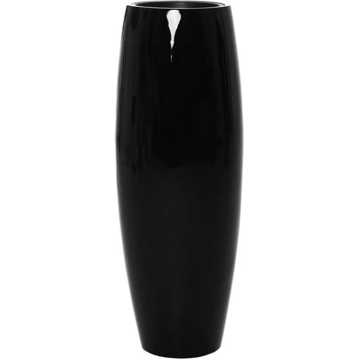 VIVANNO Bodenvase Fiberglas MAGNUM Rund, Schwarz Hochglanz 23x80 cm – Bild 4