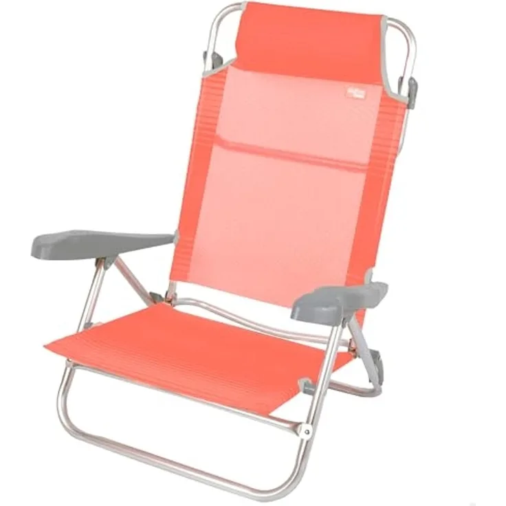 AKTIVE 62665 Klappbarer Strandstuhl, Kunststoff, rot, Estándar