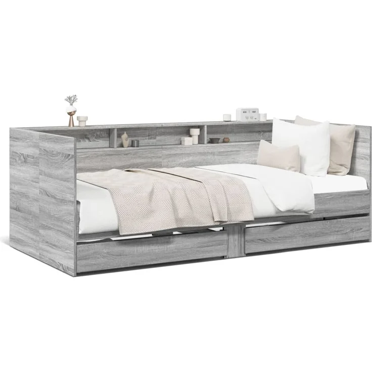 vidaXL Tagesbett mit Schubladen ohne Matratze Grau Sonoma 90x200 cm 3280851 – Bild 2