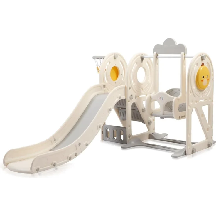 Baby Vivo Kinderrutsche / Rutsche mit Basketballkorb - Quacki in Weiß / Beige – Bild 3