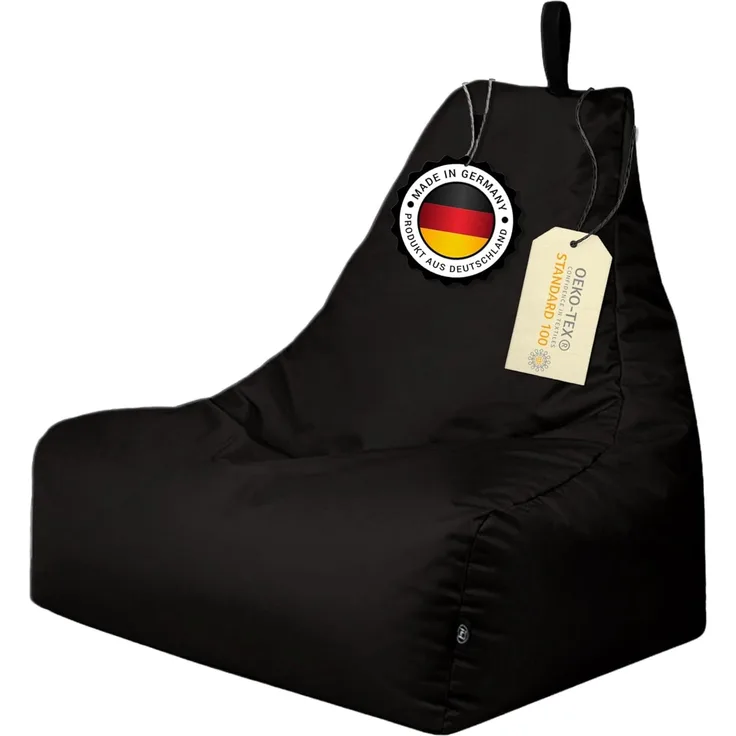 PATCH HOME Patchhome Lounge Sessel XL Gamer Sessel Sitzsack Sessel Sitzkissen In & Outdoor geeignet fertig befüllt | XL - Schwarz - in 2 Größen und 25 Farben